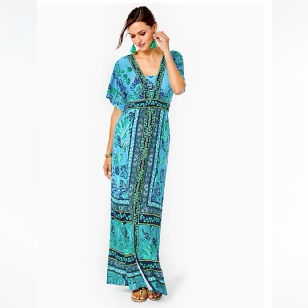 Lilly Pulitzer Ilia Elbow Sleeve Maxi Dress In Seabreeze Blue 00